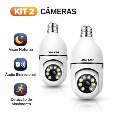 Imagem de KIT 2 Câmera Lâmpada WiFi Full HD 1080p Inteligente com Rotação 355 Gr