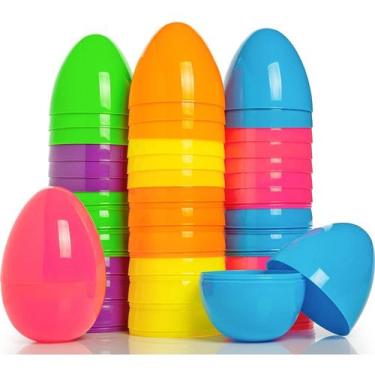 Imagem de Ovos de Páscoa NGUP 48 Peças 6 Cores 6 cm Plástico Recheável