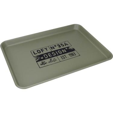 Imagem de Bandeja Home&Co 3x51x36cm Metal Cinza Enfeite Decorativo para Sala Qua