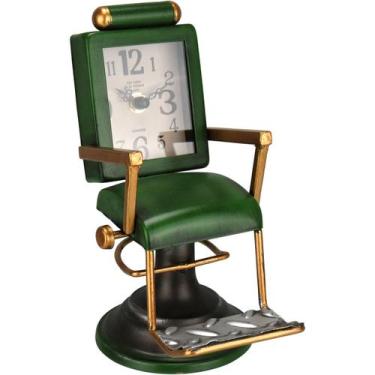 Imagem de Relogio de Mesa Vintage Home&Co 20x10x17cm Metal Verde Enfeite Decoraç