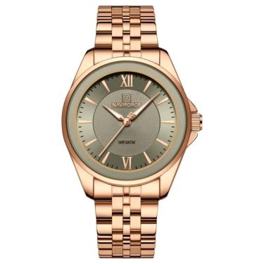 Imagem de Relógio Feminino Minimalista Elegante à Prova D'água Pulseira Aço Inox Cinza Rose Naviforce