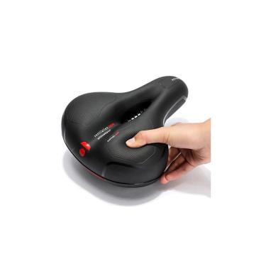 Imagem de Assento de Bicicleta Selim Super Confortável Largo Design Ergonômico Espuma de Alta Densidade Preto com Sinalizador