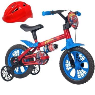 Imagem de Bicicleta com Rodinha aro 12 Homem Aranha com Capacete Vermelho - Nath