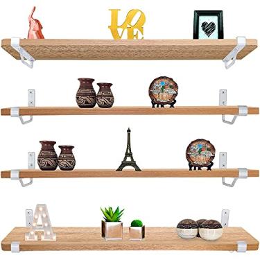 Imagem de Kit Jogo 4 Prateleiras De Parede Zurique Mdf 60cm x 15cm Branca/Jade