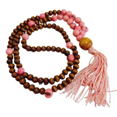 Imagem de Japamala 108 Contas Madeira e Semente de Açaí (Rosa Pink)