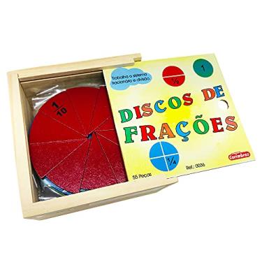 Imagem de Brinquedo Pedagógico De Madeira Discos De Frações 55 Peças Carimbras