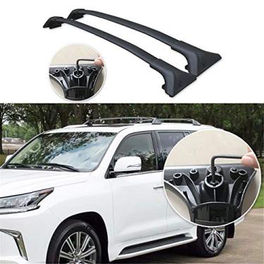 Imagem de UDP Conjunto de pares de barras transversais rack de teto serve para Lexus LX570 2016-2020 trilhos superiores de alumínio barras transversais preto
