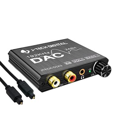 Imagem de J-Tech Digital Decodificador de áudio digital para analógico JTDDBSW0301 com interruptor SPDIF/Toslink 3X1 suporta áudio de 5.1 canais