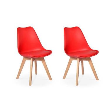 Imagem de Conjunto 02 Cadeiras Eames Wood Leda Design - Vermelha - Império Brazi