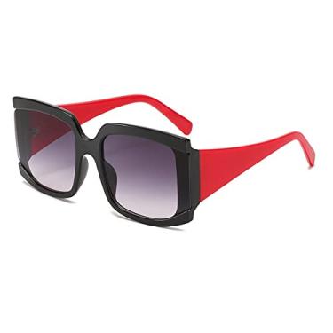 Imagem de Óculos de sol quadrado grande branco rosa para mulheres moda armação grande gradiente óculos de sol feminino uv400 sombra preto, vermelho preto, um