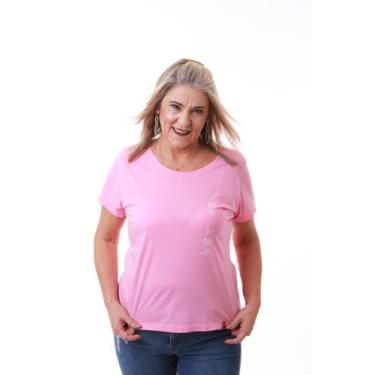Imagem de Camiseta Feminina Rosa Claro Estampa Rico Sublime Lateral