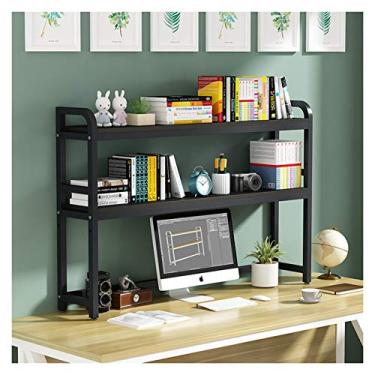 Imagem de KIZQYN Estante de mesa com moldura de metal preta de grande capacidade organizador de prateleira de armazenamento de exibição decoração para escritório dormitório estante (cor: preto-d, tamanho: 95cm)