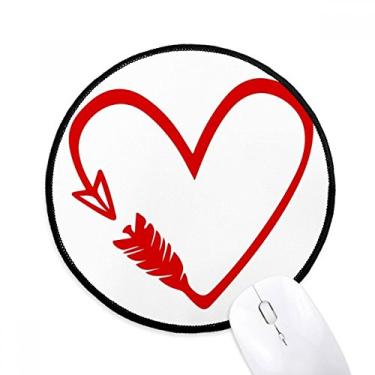 Imagem de DIYthinker Tapete de mouse com ilustração de coração de flecha de design vermelho para mesa de escritório tapete redondo para computador