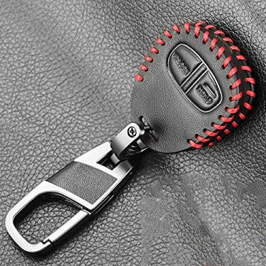 Imagem de YJADHU Conjunto de capa de chave de carro de couro com proteção de chave remota, adequado para Mitsubishi Outlander Lancer Ex Asx Colt Grandis Pajero Sport, estilo C 2 botões