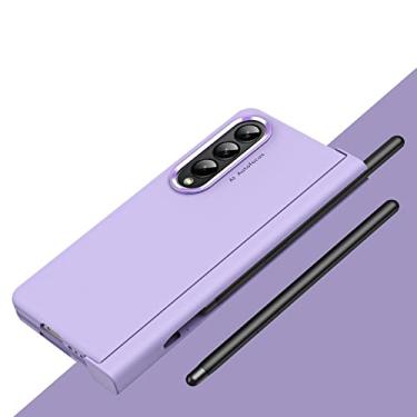 Imagem de Capa protetora de vidro de corpo inteiro de proteção pesada para Samsung Galaxy Z Fold 4 5G Fold4 Zfold4 S Pen Holder Bolsa de telefone, roxo, para Samsung Z Fold 4