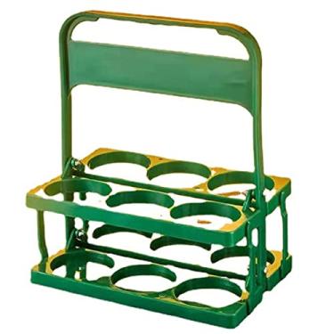 Imagem de suporte portátil para cerveja com 6 garrafas Suporte para garrafa de cerveja dobrável de cor pura Suporte para armazenamento de bebidas dobrável(Green), Suporte para refrigerador de cerveja,
