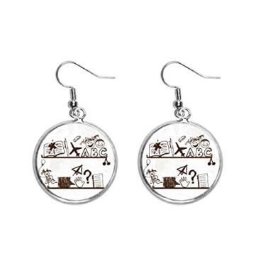 Imagem de Brinco infantil Childlike linda ilustração estante de livros brincos pendentes prata joia feminina