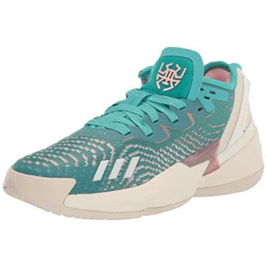 Imagem de adidas Tênis de basquete unissex D.o.n. Issue 4, Semi Mint Rush/Wonder Mauve/Off White, 9 Women/8 Men