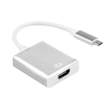 Imagem de UKCOCO Tipo C para conversor USB C para cabo, USB C para adaptador 4K cabo USB tipo C para adaptador para dispositivo tipo C - prata tipo C para conector