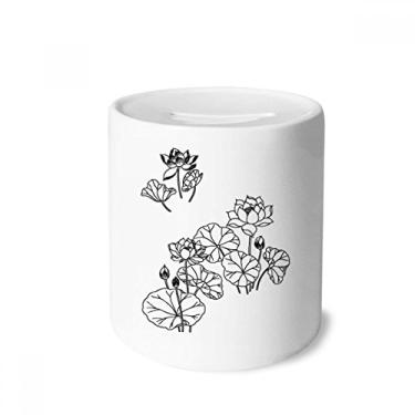 Imagem de DIYthinker Caixa para dinheiro de flor de lótus folha de lótus, flor de rio, caixa de moedas de cerâmica para presente