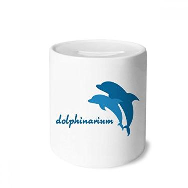 Imagem de Caixa de moedas de cerâmica com estampa de golfinho amigável ao oceano azul porta-moedas presente de cofrinho