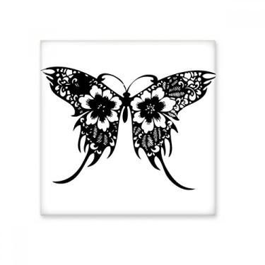 Imagem de Borboleta de estilo chinês com asas florais, azulejo de cerâmica brilhante decalque de pedra adornada de tijolos esmaltados