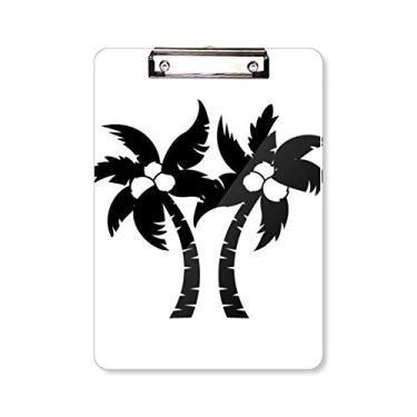 Imagem de Placa de suporte com silhueta de planta de coqueiro preta A4