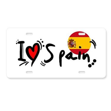 Imagem de DIYthinker I Love Spain Bandeira da Palavra Love Ilustration Placa de licença Decoração de aço inoxidável