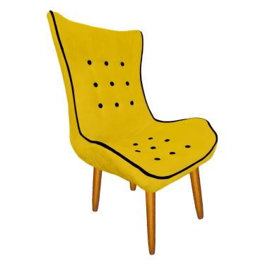 Imagem de Poltrona Estofada Jessica Para Sala Comercial Suede Amarelo - LM DECOR