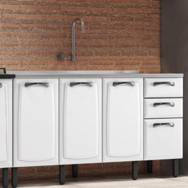 Imagem de Balcão 160cm 4 Portas 2 Gavetas sem Tampo New Premium Itatiaia Branco