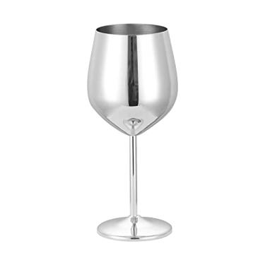 Imagem de 2 peças de vidro de aço inoxidável, 520 ml de taça de vinho de alta qualidade, copo de vinho de metal portátil, taças de vinho, taças de vinho grossas, taças de vinho, taças de vinho tinto, taça de vinho para festivais, festas, prata
