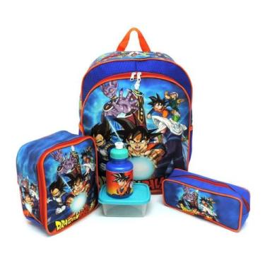 Imagem de Kit Mochila Infantil Dragon Ball Super Costas Tam G Azul F5 - Proprio