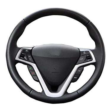 Imagem de Capa de volante de carro costurada à mão em couro preto, para Hyundai Veloster 2011-2018