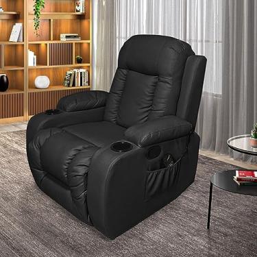 Imagem de Poltrona do Papai Reclinável Sala de Cinema Massagem Balanço Giratória Austin PU Preto G31 - Gran Belo