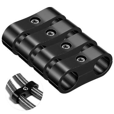 Imagem de - Braçadeira separadora de mangueira 8AN – braçadeiras de montagem de linha de combustível, adaptador de encaixe de mangueira de alumínio, ótimo para mangueira de combustível 1/2, linha de óleo, linha de freio, tubo de água e linha de gás, 4 peças/pacote, preto