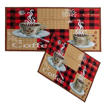 Imagem de Jogo de Tapete para Cozinha Corttex Gourmet Coffee 2Pçs
