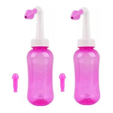 Imagem de Kit 2 Duchas Higienizador Nasal Bebê Adulto Lavador 300ml (Rosa)