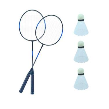 Imagem de Kit Jogo Badminton Com 2 Raquetes + 3 Petecas + Bolsa - Zein