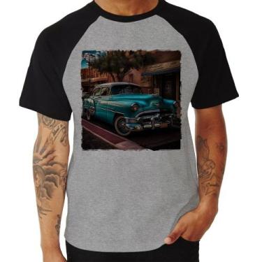 Imagem de Camiseta Raglan Carro Clássico Azul - Foca Na Moda