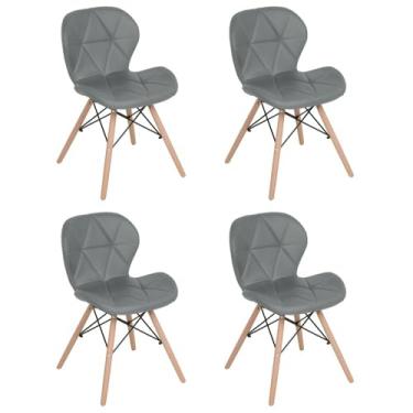 Imagem de Loft7, Kit 4 cadeiras estofadas Charles Eames Eiffel Slim Wood confort