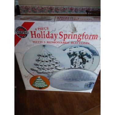 Imagem de Norpro Conjunto de 4 pe as de molas de 25,4 cm para f rias - 3 partes inferiores remov veis - rvore de Natal, guirlanda e liso