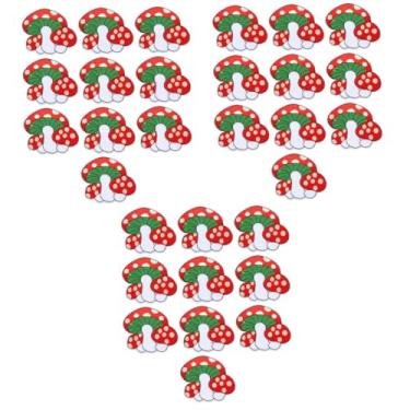 Imagem de NUOBESTY Adesivos 3D 30 Peças patch DIY de cogumelo adesivos de flores ferro de cogumelo em patch adesivos de remendo acessórios de pano fragmento aplique decorar poliéster vermelho