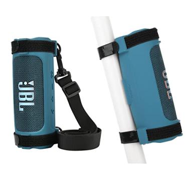 Imagem de TXEsign Capa de silicone para alto-falante JBL Flip 6, capa protetora JBL Flip 6 capa para alto-falante de viagem com alça de ombro e alça de bicicleta para trilhos de carrinho de golfe de bicicleta