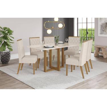 Imagem de Mesa de Jantar Natali 160 C. Vidro 6 Cad. Nina Linho - Henn