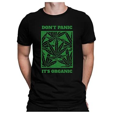 Imagem de Camiseta Cannabis Maconha - Don't Panic It's Organic - Camisa Engraçada - Weed - Skunk - Erva (Vermelho, M)