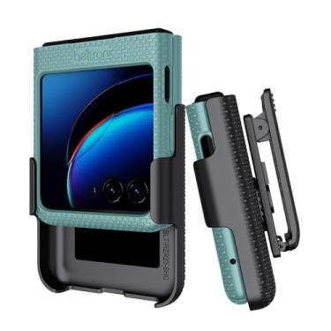 Imagem de BELTRON Capa com clipe para Motorola RAZR+ 2023 (AT&T/T-Mobile), capa protetora de encaixe com suporte de cinto giratório combo e suporte embutido para Moto RAZR Plus '23 (RAZR 40 Ultra) - Azul