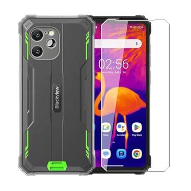 Imagem de WDMYLFTW Capa para Blackview BV8900 + película protetora de tela de vidro temperado - Capa protetora de TPU à prova de choque flexível de silicone transparente para Blackview BV8900 (transparente)