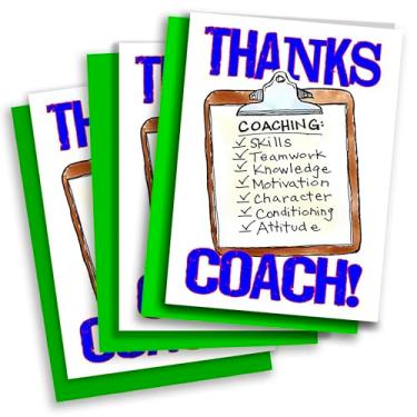 Imagem de Play Strong Pacote com 3 cartões comemorativos Thanks Coach You're the Best (12,7 x 17,8 cm), perfeitos para esportes, temporadas, equipe banquete, festa, agradecimento, treinador, agradecimento, presente, apreciação - seus treinadores vão adorar!