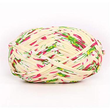 Imagem de 1 peça camiseta colorida fio de tricô tecido de crochê para arte de tecido de malha DIY (#56 flor bege)
