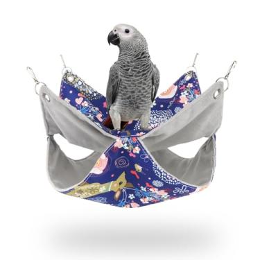 Imagem de Cama de ninho quente de rede dupla de pássaros para Parrot Budgie Parakeet Cockatiel Conure Lovebird Hamster Rato Chinchinchinlla (G)